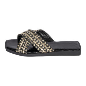 Alternative view of Γυναικεία Ανατομική Καλοκαιρινή Παντόφλα Steps 2636 Μαύρο, Ασημί