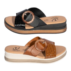 Γυναικεία Ανατομική Καλοκαιρινή Παντόφλα Steps 2651 Μαύρο, Ταμπά